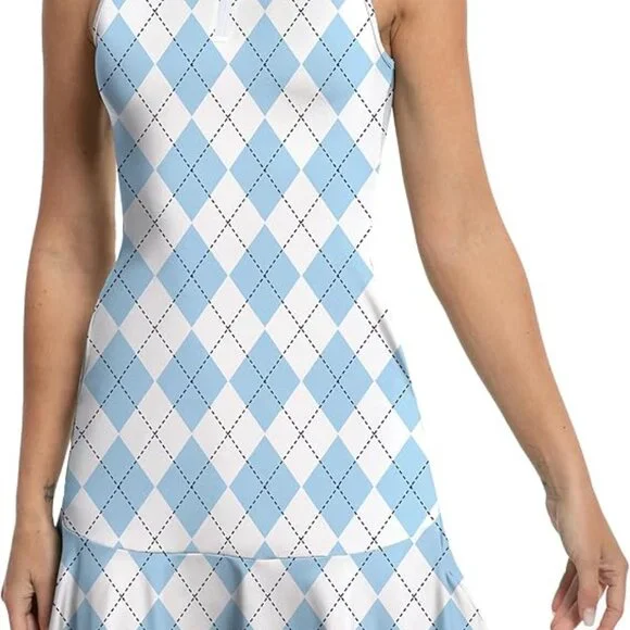 Tennis /Golf Argyle dress with shorts with pockets - Picture 2 of 6